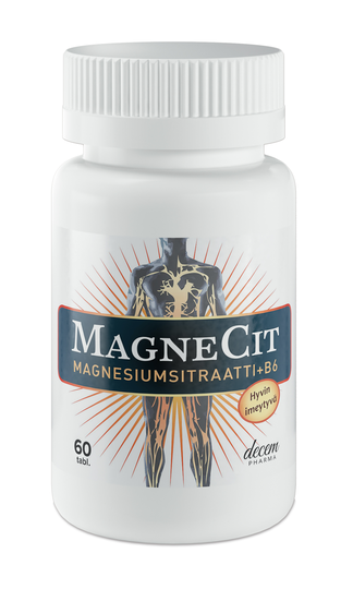 Magnecit 60 tabl magnesiumsitraatti + b6-vitamiini