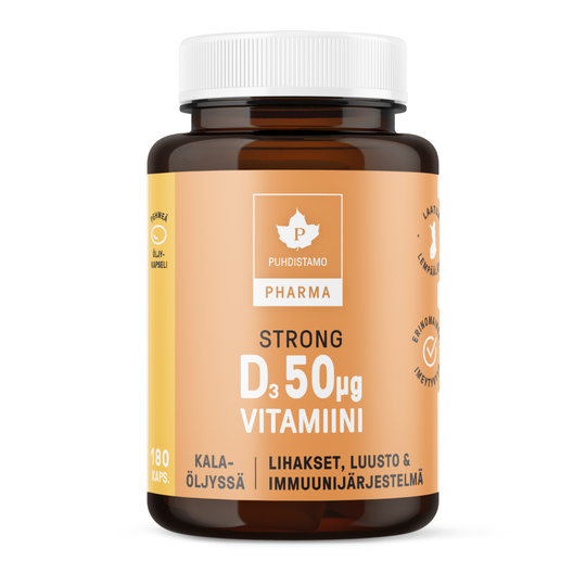 Puhdistamo Pharma Strong D-vitamiini 180 kaps 50 mikrog