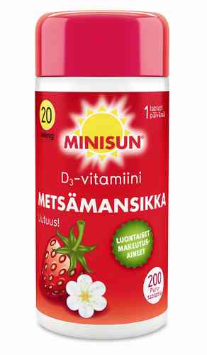 Minisun Metsämansikka D3-vitamiini 20 mikrog 200 purutablettia