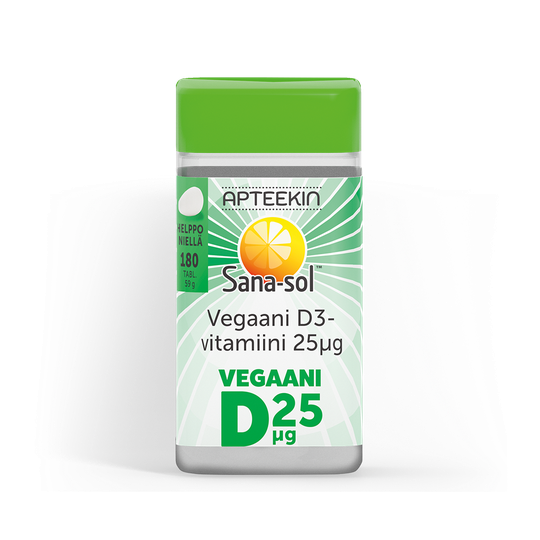 Apteekin Sana-sol Vegaani D3-vitamiini 25 mikrog 180 tabl