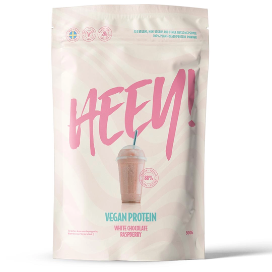 Heey! Veganskt Protein 500 G Vit Choklad Hallon