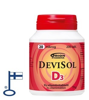 DeviSol D-vitamiini 20 mikrog 200 tablettia *